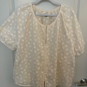 Universal Thread Cream Embroidered Puff-Sleeve Blouse